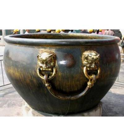 门口黄铜缸定做 恒保发铜雕 80公分黄铜缸批发 1.5米黄铜缸定制