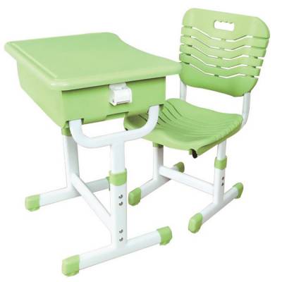 中小学生螺丝升降单人位课桌椅 钢塑高度可调节可升降课桌生产厂家