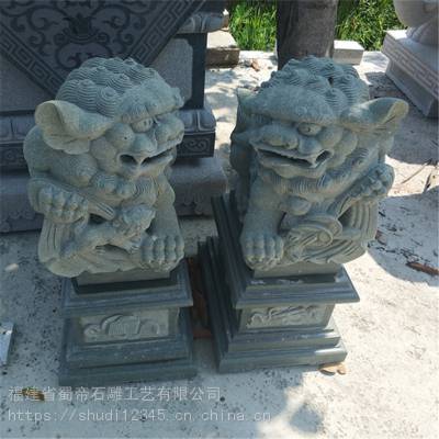 青石狮子供应商 仿古石雕狮子 寺庙古建景区石狮