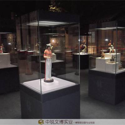 博物馆古董瓷器全景展示柜定制 玻璃展览台电动开门展柜制作