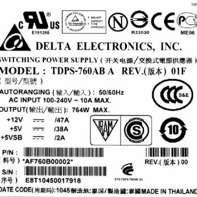 TDPS-760AB A 764W 300-2318-01 Sun J4410磁盘阵列柜冗余电源模块