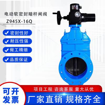 法兰式软密封暗杆闸阀Z9/45X-16Q25Q电动手动软密封暗杆闸阀