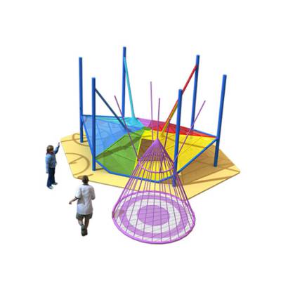 彩虹绳网 儿童游乐园设备 攀爬网无动力设施 幼儿园亲子餐厅绳网
