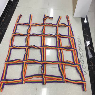 室外游乐设施网彩色编织隔离网幼儿园体能训练网兜儿童安全攀爬网
