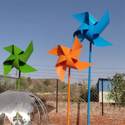 不锈钢抽象风车雕塑，可以转动的风车雕塑加工定做