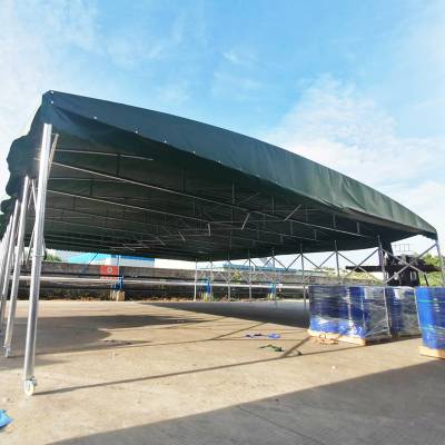 汕尾定做工地活动雨棚 湘粤直营室外推拉移动伸缩帐篷 大排档折叠雨蓬
