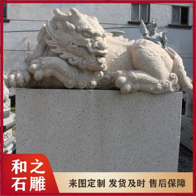 银行门口石雕港币狮 芝麻白石狮子石材动物雕塑 可批发发货快