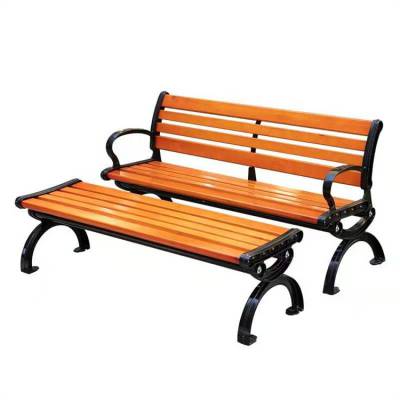 绿洁 户外不锈钢塑木公园椅景区休闲防腐木长条坐凳