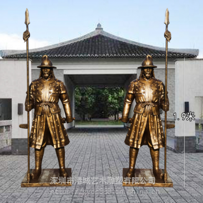 酒店会所***古代战士兵塑像 玻璃钢武士人物雕塑