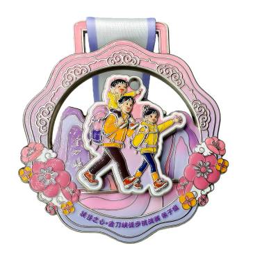 亲子挑战赛奖牌定制比赛纪念五金礼品立体丝印工艺