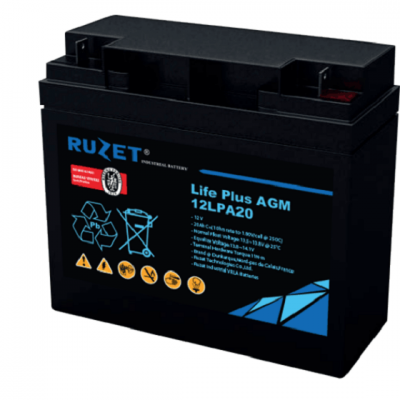 RUZET蓄电池12LPA20路盛Life Plus AGM蓄电池12V20AH消防柜配套