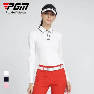 PGM新品 高尔夫女装长袖上衣 防风保暖时尚T恤弹力衣服 翻领设计