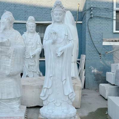石雕观音菩萨像汉白玉人像佛像花岗岩滴水观音石像寺庙供奉摆件