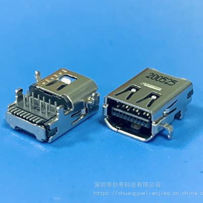 MINI DP沉板母座 迷你20P 沉板DIP+SMT插座 DispalyPort 20P 音频插座