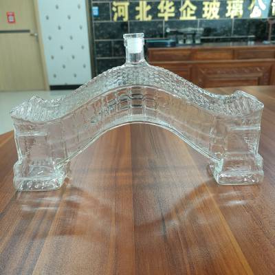 河北河间华企高硼硅玻璃酒瓶拱桥艺术造型酒瓶1000ml