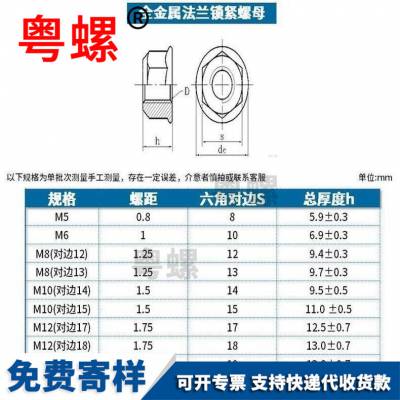 碳钢螺帽 全金属螺母 自锁螺丝帽 防滑止退螺母 六角法兰面锁紧螺母