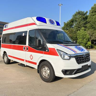米高蓝警灯监护型救护车 带负压设备的急救车 福特v348长轴高顶救护车