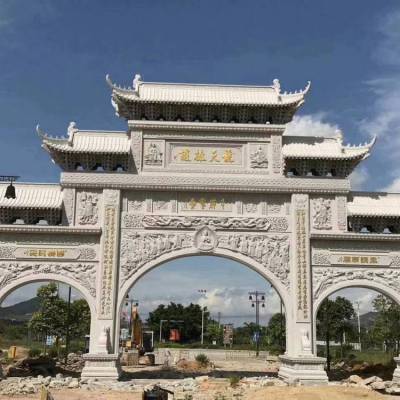 厂家定做石雕牌楼牌坊门楼景观大门公园村口花岗岩大理石石牌楼