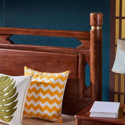 刺猬紫檀中式红木家具实木双人床红木床床头柜三件套1.8米