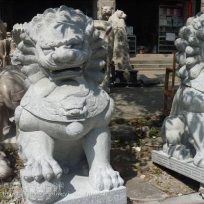 仿古石雕狮子 别墅小区门前石狮子 雕工精细2米石狮子