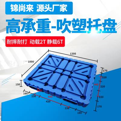 塑料托盘 温州锦尚来塑业1210吹塑双面可堆叠上货架蓝色塑料托盘