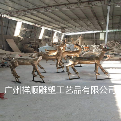 广州玻璃钢梅花鹿雕塑 仿真动物长颈鹿小区景观雕塑