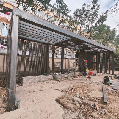 厂家定制加工景观工程大型钢结构廊架户外广场景观异形金属廊架凉亭工程