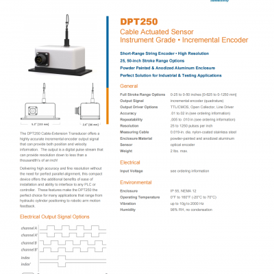 供应德国CELESCO DPT250 拉绳位移传感器可提供非常准确的增量编码器输出信号