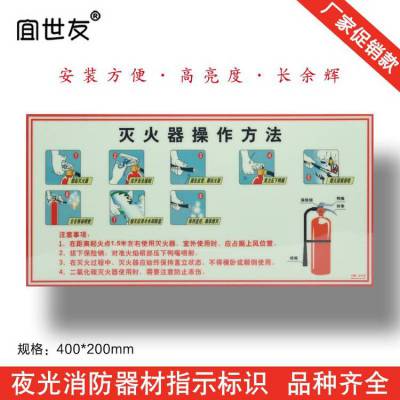 夜光消防检查指示牌 灭火器操作方法温馨提示标识牌 自发光PVC墙贴