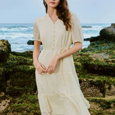 桑蚕丝连衣裙尾货 简衣丝蒙夏原创设计师女装专柜品质折扣尾货