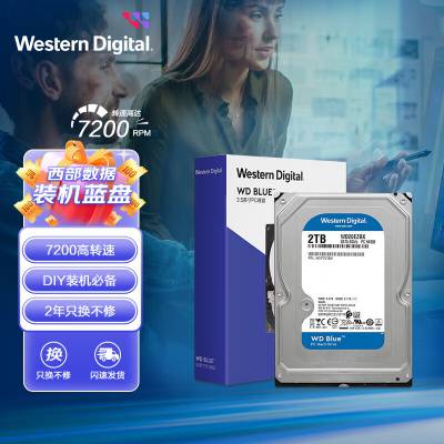 西部数据 台式机机械硬盘 WD Blue 西数蓝盘 2TB 7200转 256MB SATA (WD20EZBX)