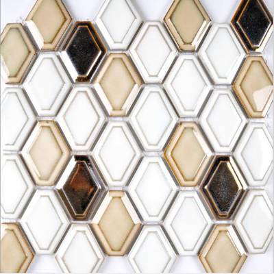 菱形凹凸面陶瓷六边形马赛克 吧台玄关卫生间浴室墙砖 背景墙贴瓷砖