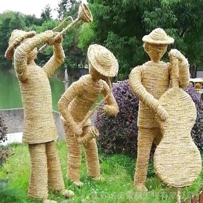 辽源稻草人雕塑 花艺术节绿雕 机器狗动物仿真绿雕 春节
