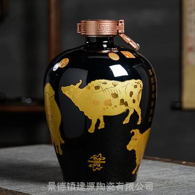 景德镇厂家生产各种规格陶瓷机雕酒坛酒瓶 红色黑色散装陶瓷酒罐定制批发