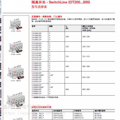 ABB隔离开关OT160EV03K OT160EV03P 160A 3P 断路器变频器