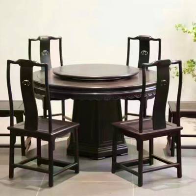 定制酒店家具 餐桌椅组合 红木电动餐桌 带转盘圆形饭桌名琢世家