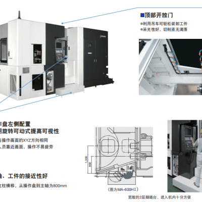 日本OKUMA大隈卧式加工中心MA-500HII铝件的高速、***加工到钢材的广泛加工