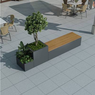 花箱座凳一体 定制异形广场隔断商业街组合连座椅方形花坛