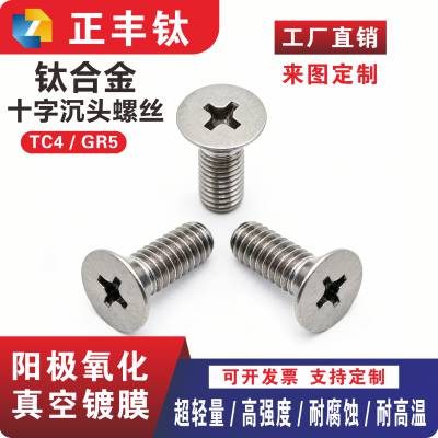 钛合金螺丝TC4 十字平头螺钉 沉头螺丝钉 小机丝螺栓 M2M2.5M3M4M5M8