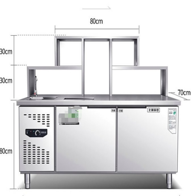 水吧台奶茶操作台商用不锈钢工作台一体柜厂家批发全套 奶茶店设备