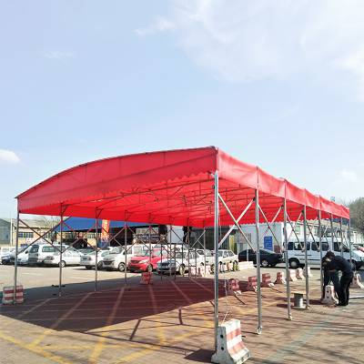 济宁市泗水县大型工厂推拉篷 小型移动雨棚 电动遮阳停车蓬年度