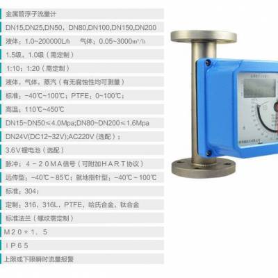 指针型金属管流量计 水蒸气流量计 弱酸流量计