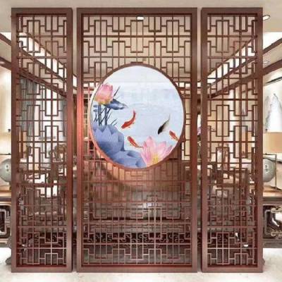 四合院屏风隔断安装餐厅屏风隔断安装重庆天昊木雕