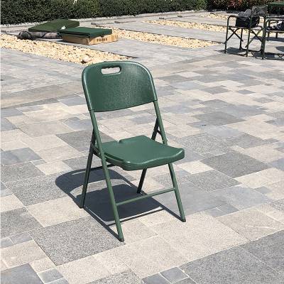 户外吹塑椅 军绿色吹塑折叠椅 简易便携式塑料多功能折叠椅
