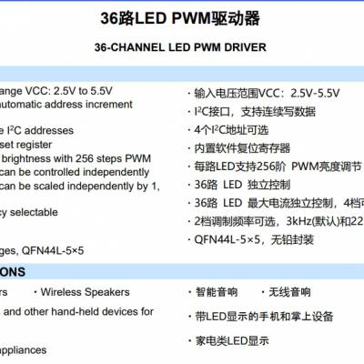 36路LED PWM驱动器 HTR3236