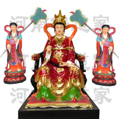 彩绘描金痘疹娘娘塑像 天花娘娘 九子娘娘 子孙娘娘佛像